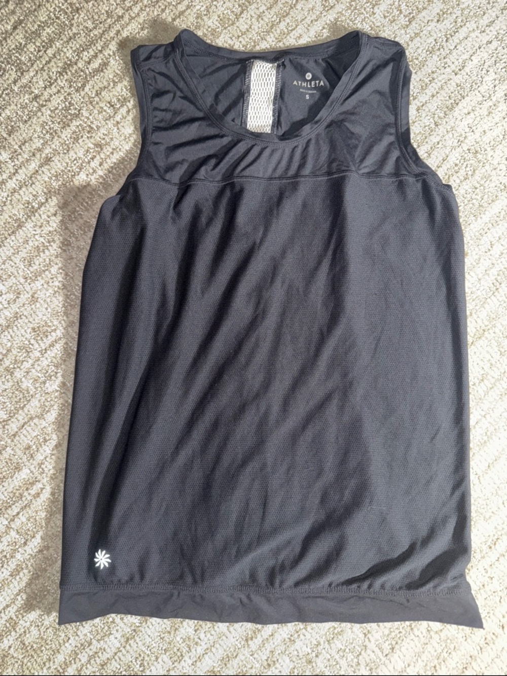 Athleta Women's Black Light Weight Active Tank Top Sleeveless Small white stripe